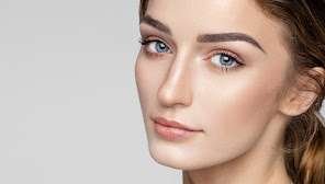 Beauty portrait of female face with natural clean skin